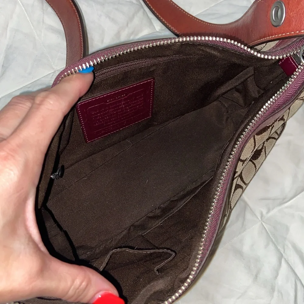 Coach Authentic Hobo Handbag Canvas Leather Brown F12328